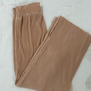 Petal + Pup Pleated Coral Ribbed Wide-Leg Pants